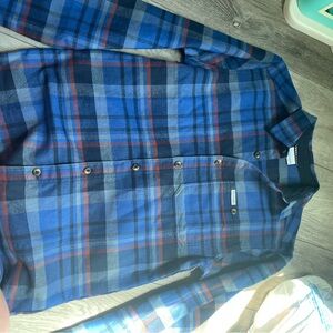 Blue Plaid Button-Up Shirt